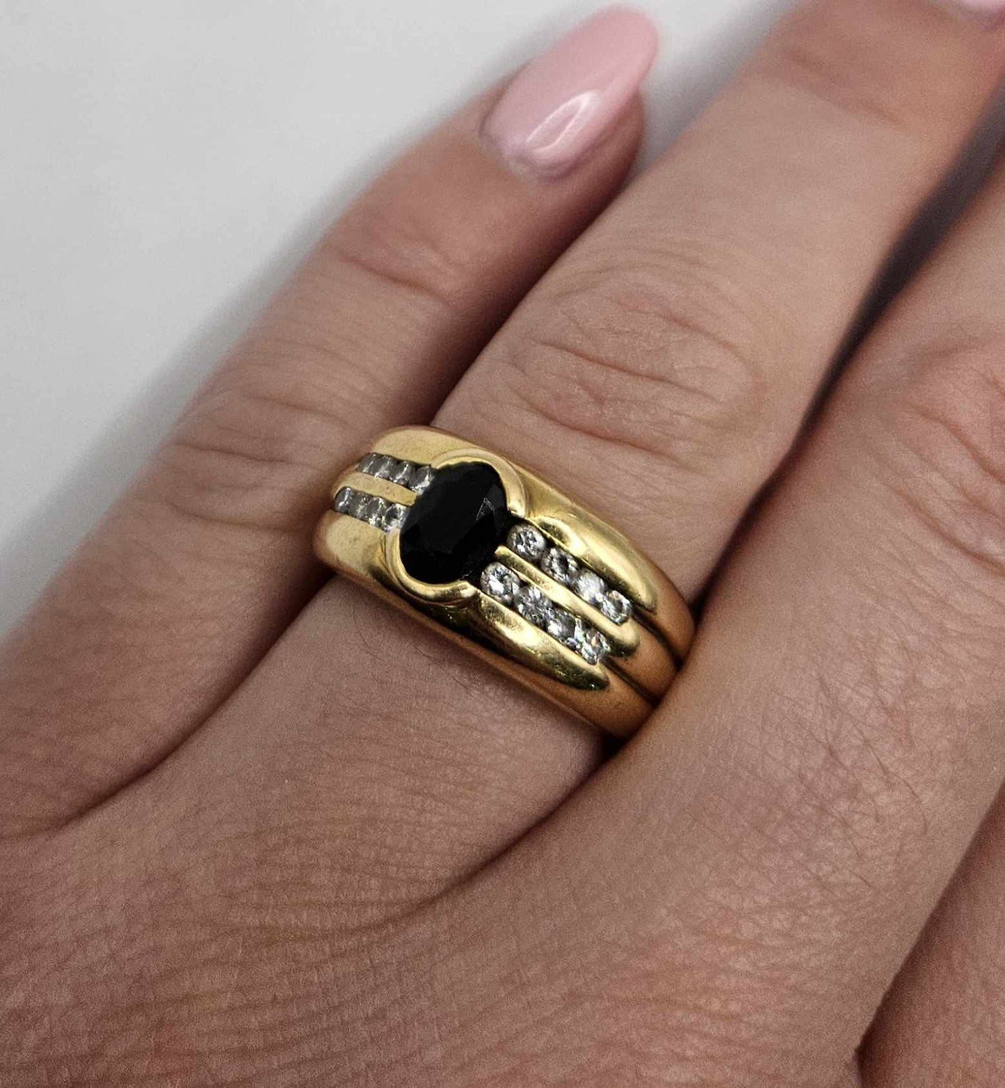 Bague Or Jaune avec Diamants et Pierres