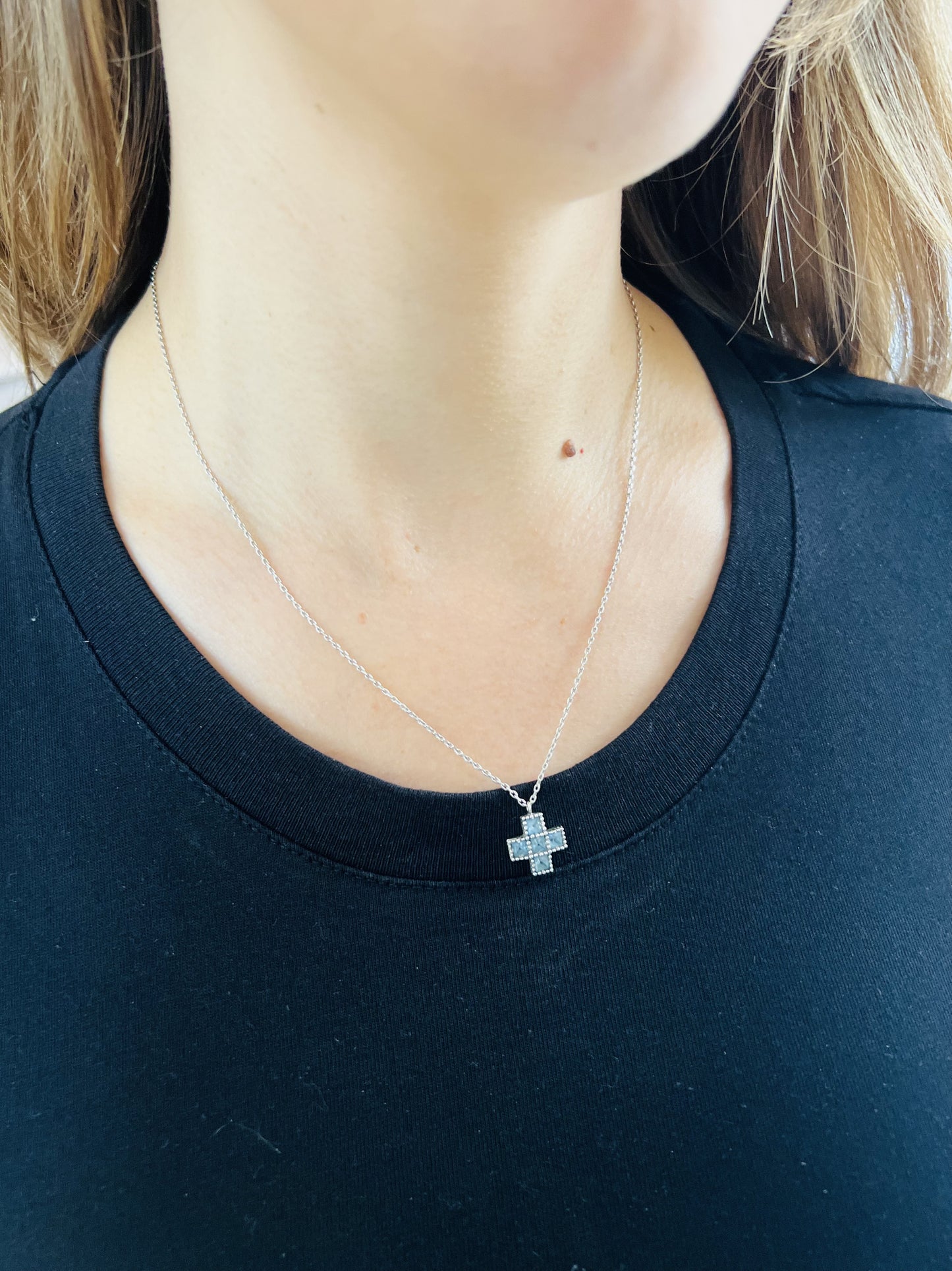 Collier Chaine + Pendentif Croix Topaze