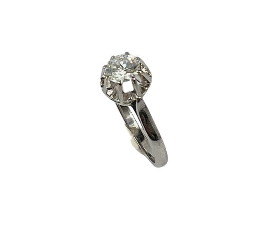 Bague Or Blanc avec Diamant Solitaire 0.65ct