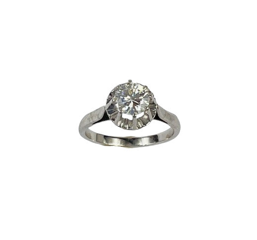 Bague Or Blanc avec Diamant Solitaire 0.65ct