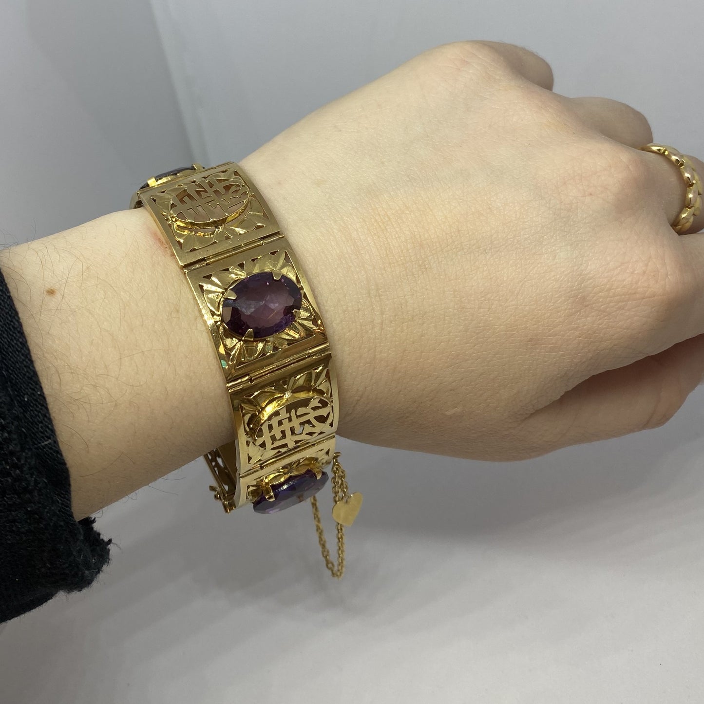 Bracelet Jonc Or avec 4 Améthystes