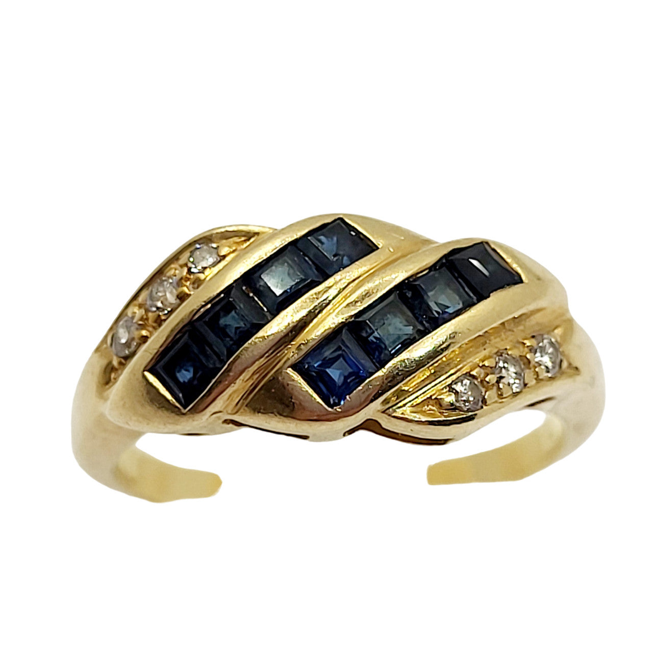 Bague Or avec Oxydes et Pierres Bleues