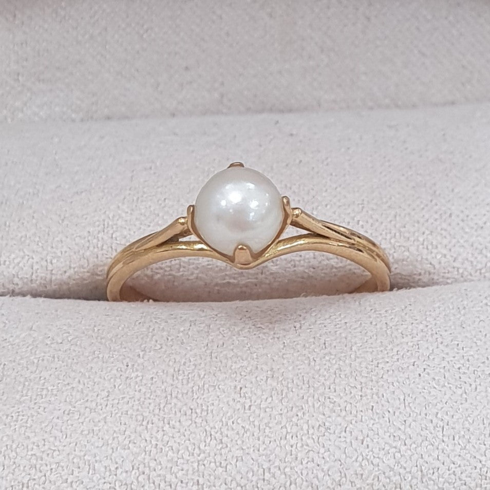 Bague Or avec Perle Blanche