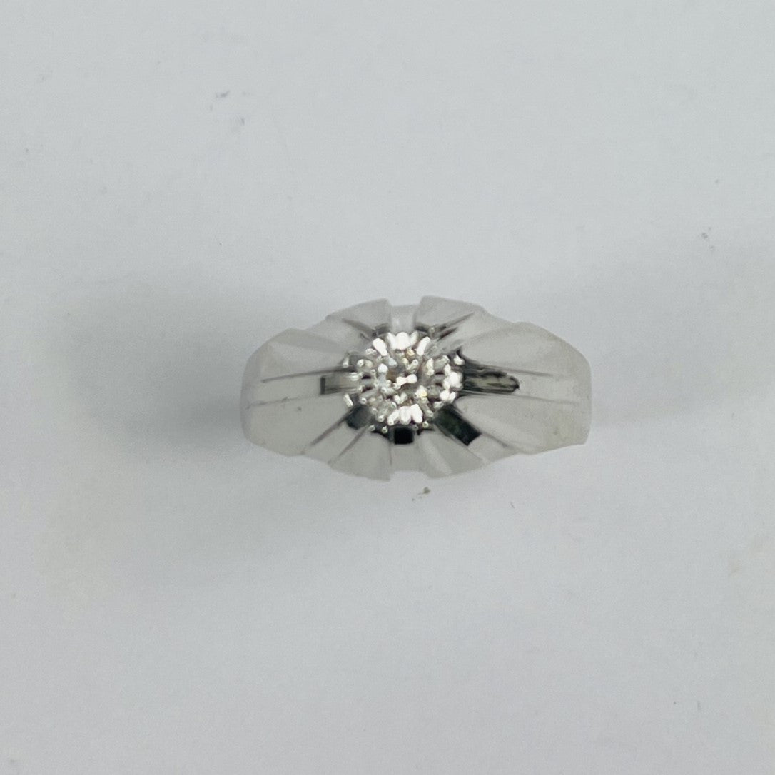 Bague Dôme en Or Blanc avec Diamant 0.10ct