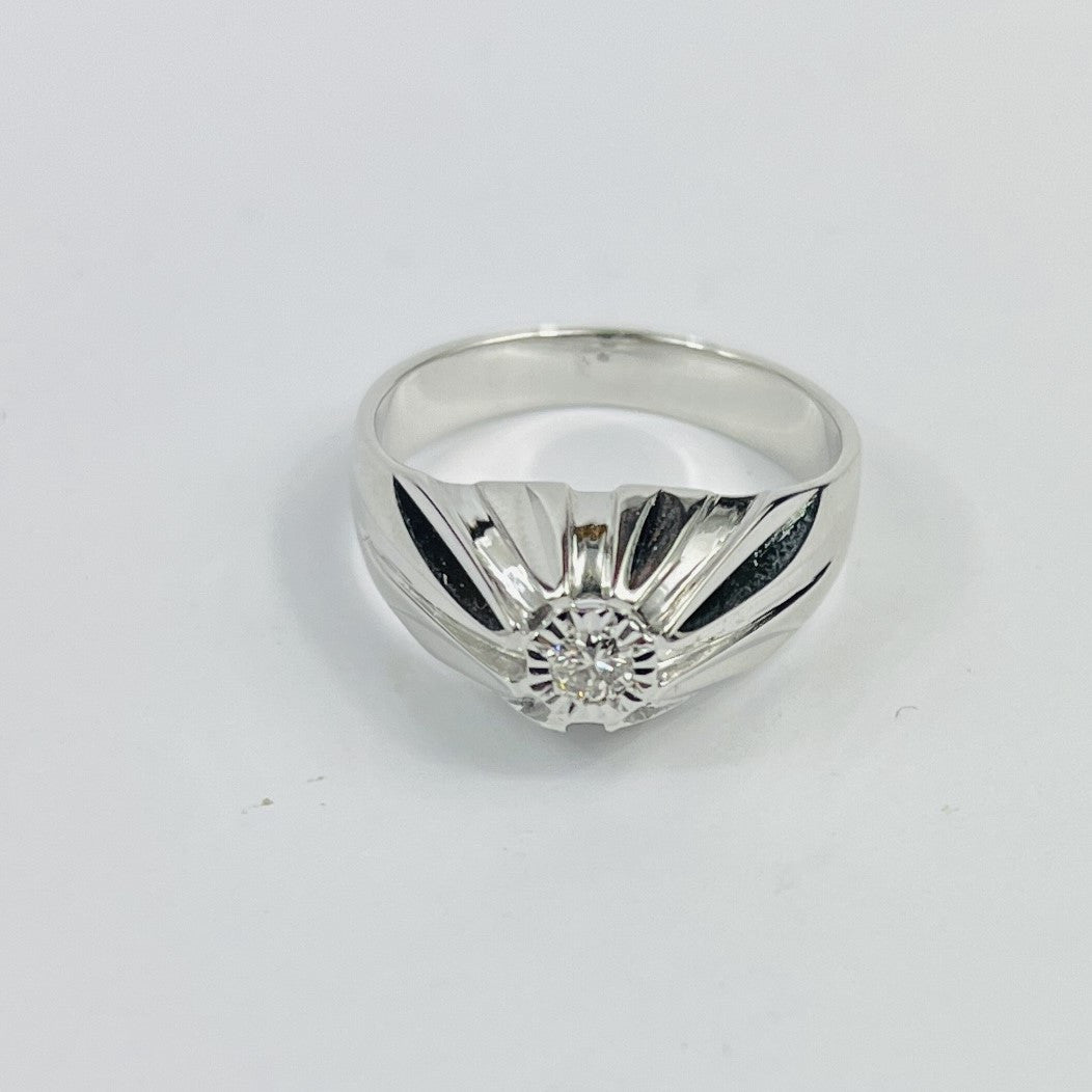 Bague Dôme en Or Blanc avec Diamant 0.10ct