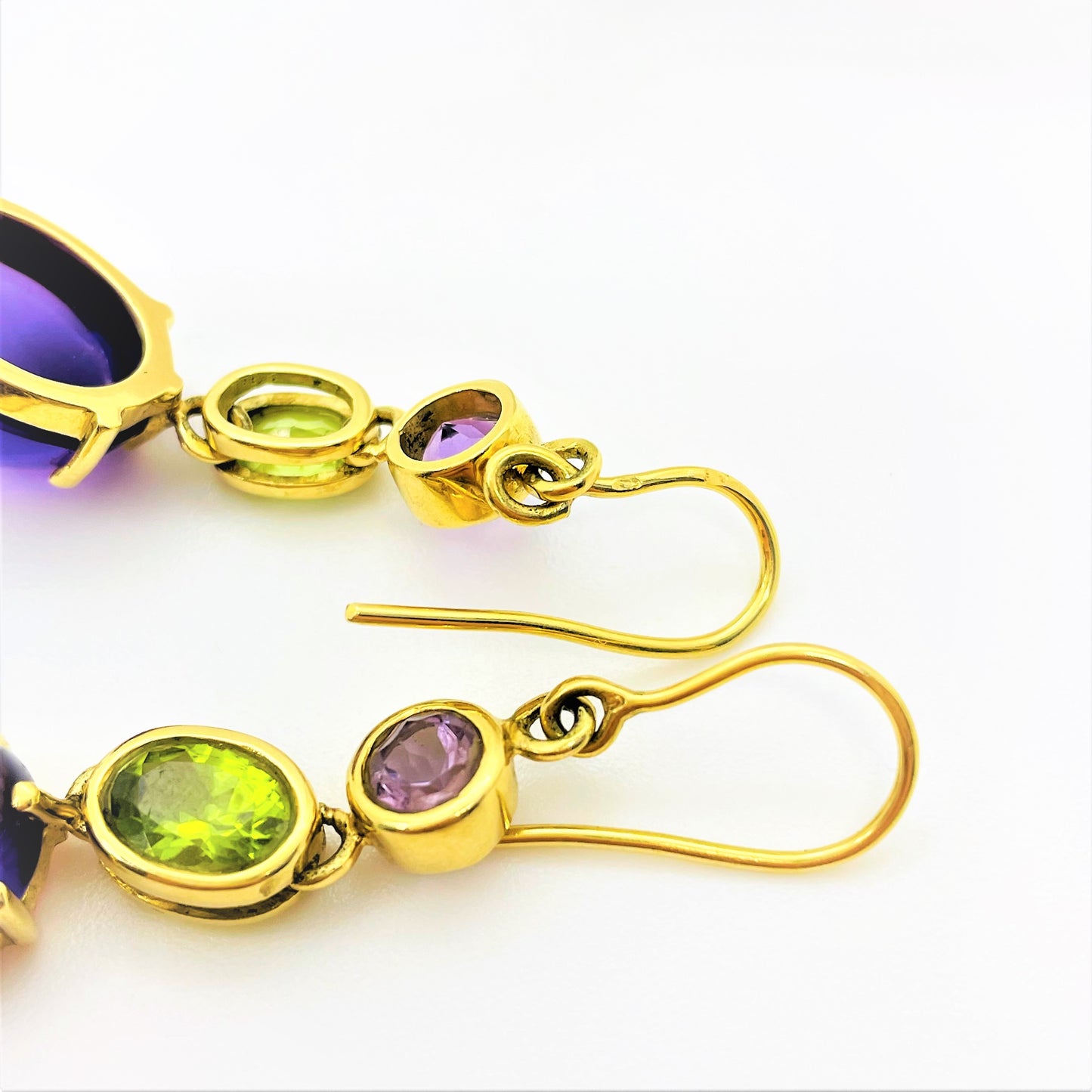 Boucles d'Oreilles Améthyste et Péridot Or jaune