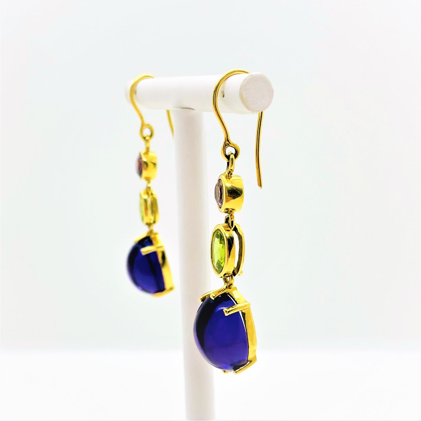 Boucles d'Oreilles Améthyste et Péridot Or jaune