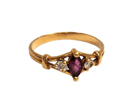 Bague Or jaune avec Pierre Rose