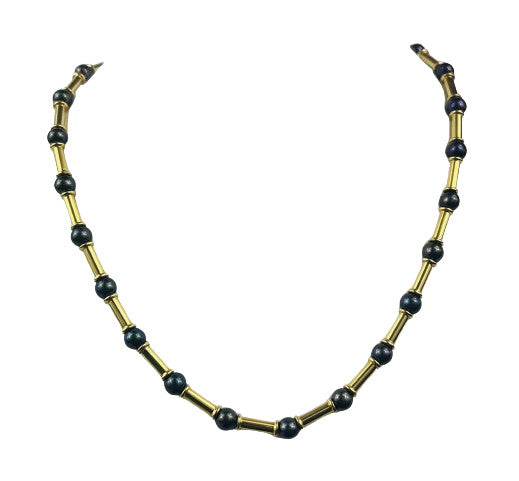 Collier or et perles Hématites