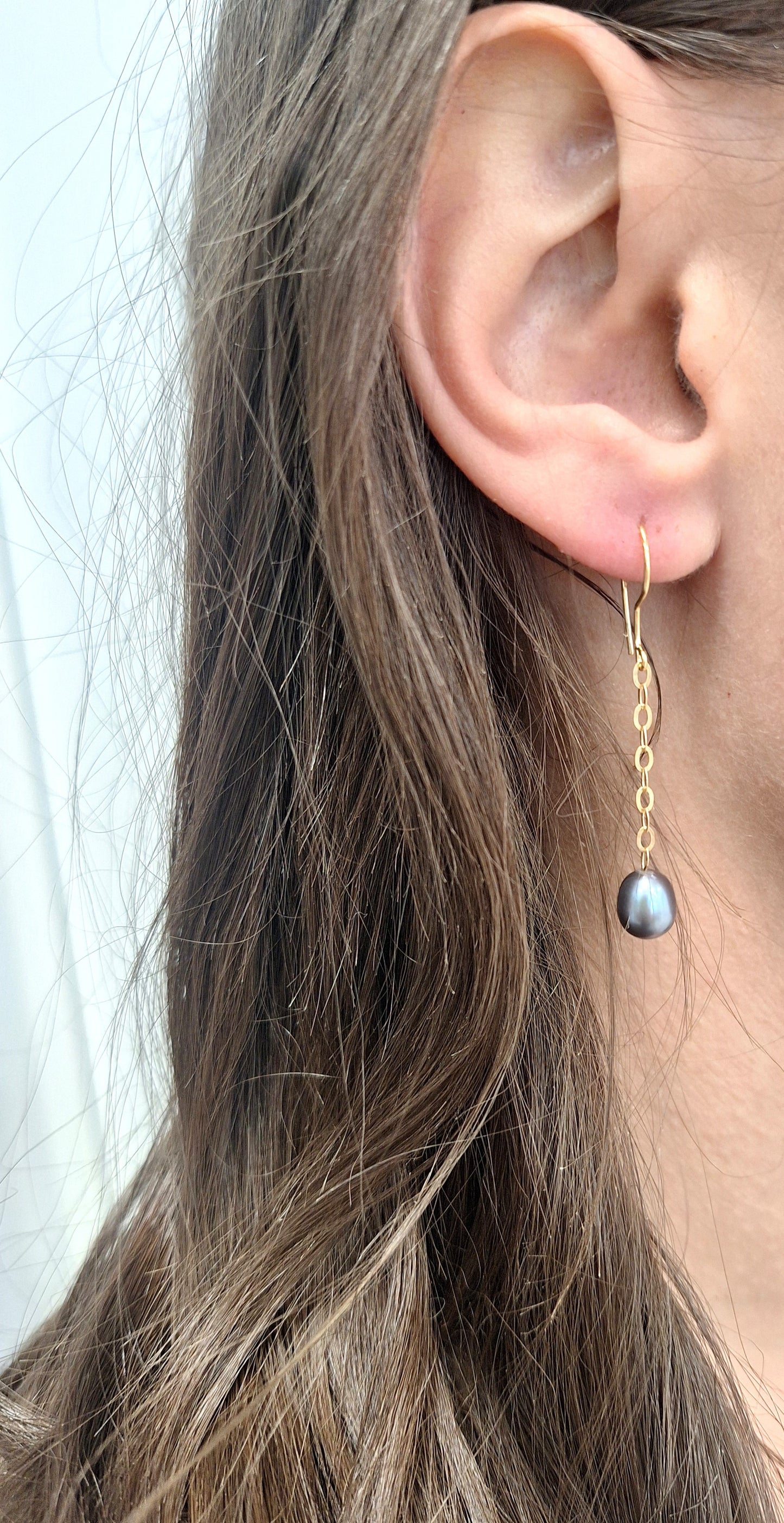 Boucles d'Oreille Pendantes avec Perles