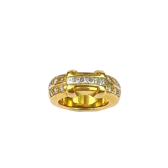 Bague en Or Jaune ornée de Diamants Princesses