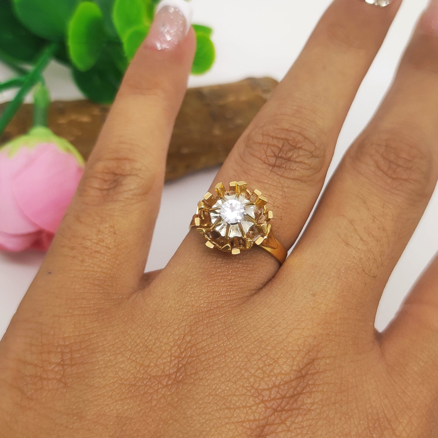 Bague Fleur avec Oxydes