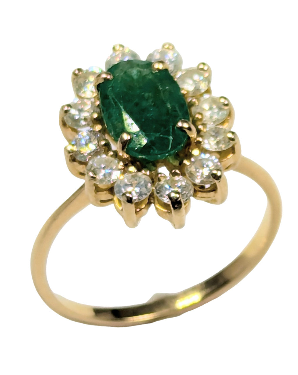 Bague pierre verte avec diamants