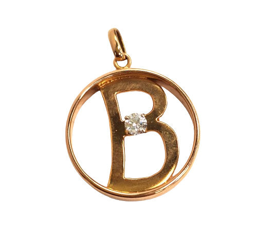 Pendentif lettre B avec diamant