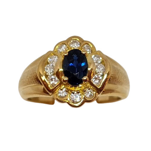 Bague Or avec Saphir et Diamants