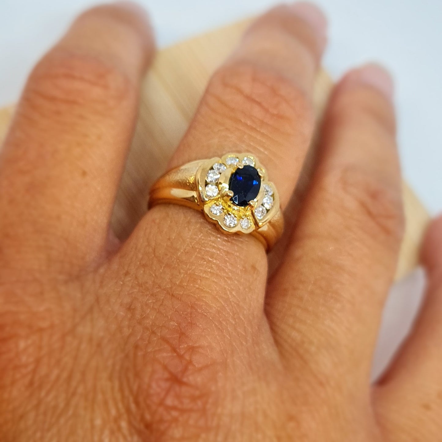 Bague Or avec Saphir et Diamants