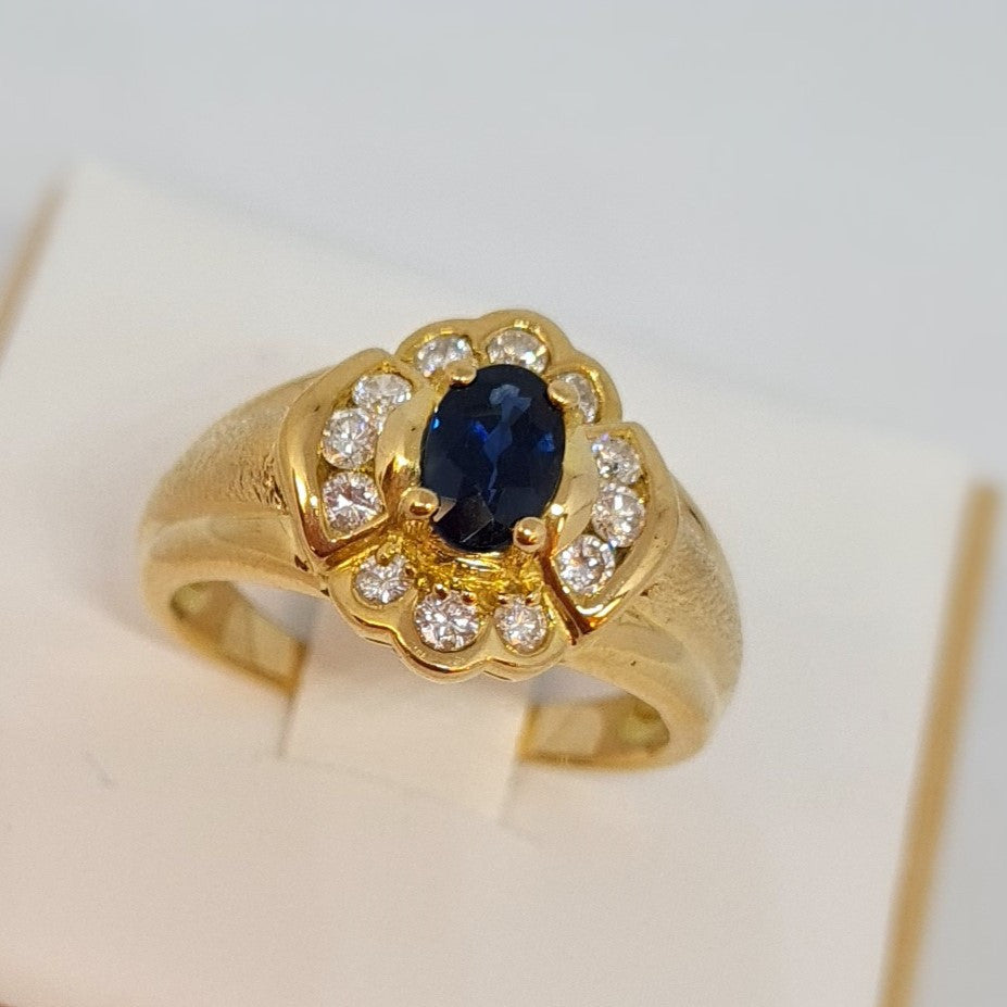 Bague Or avec Saphir et Diamants