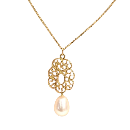 Collier en Or Jaune 18 carats avec Perle
