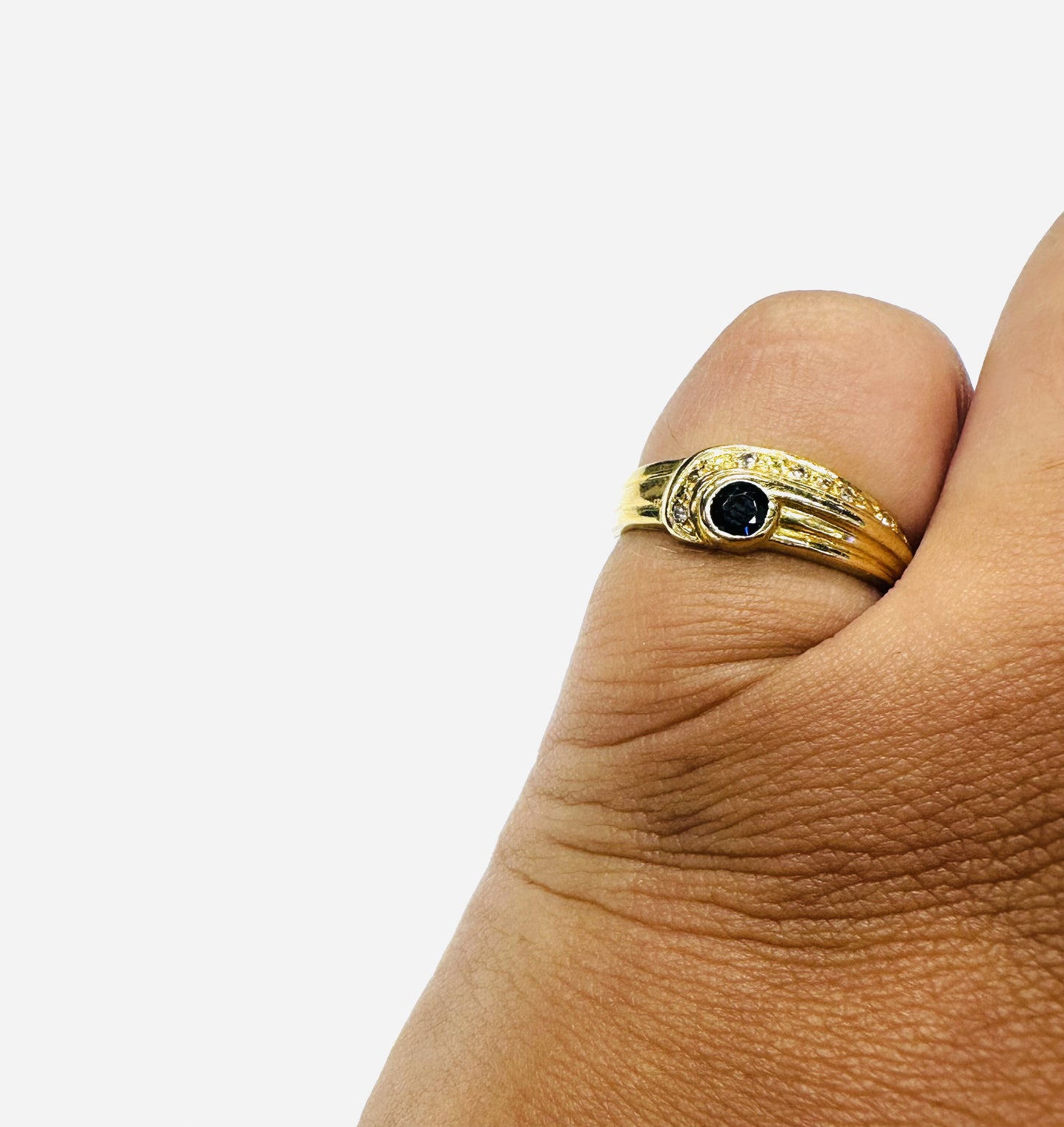 Bague Or Jaune avec Saphir et Diamants