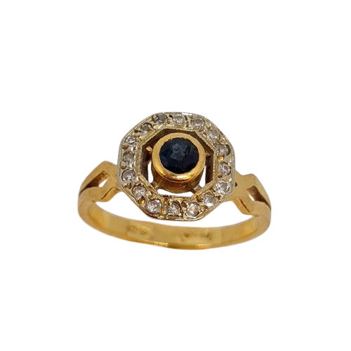 Bague 2 Ors avec Saphir et Diamants