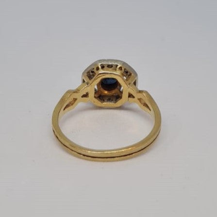 Bague 2 Ors avec Saphir et Diamants