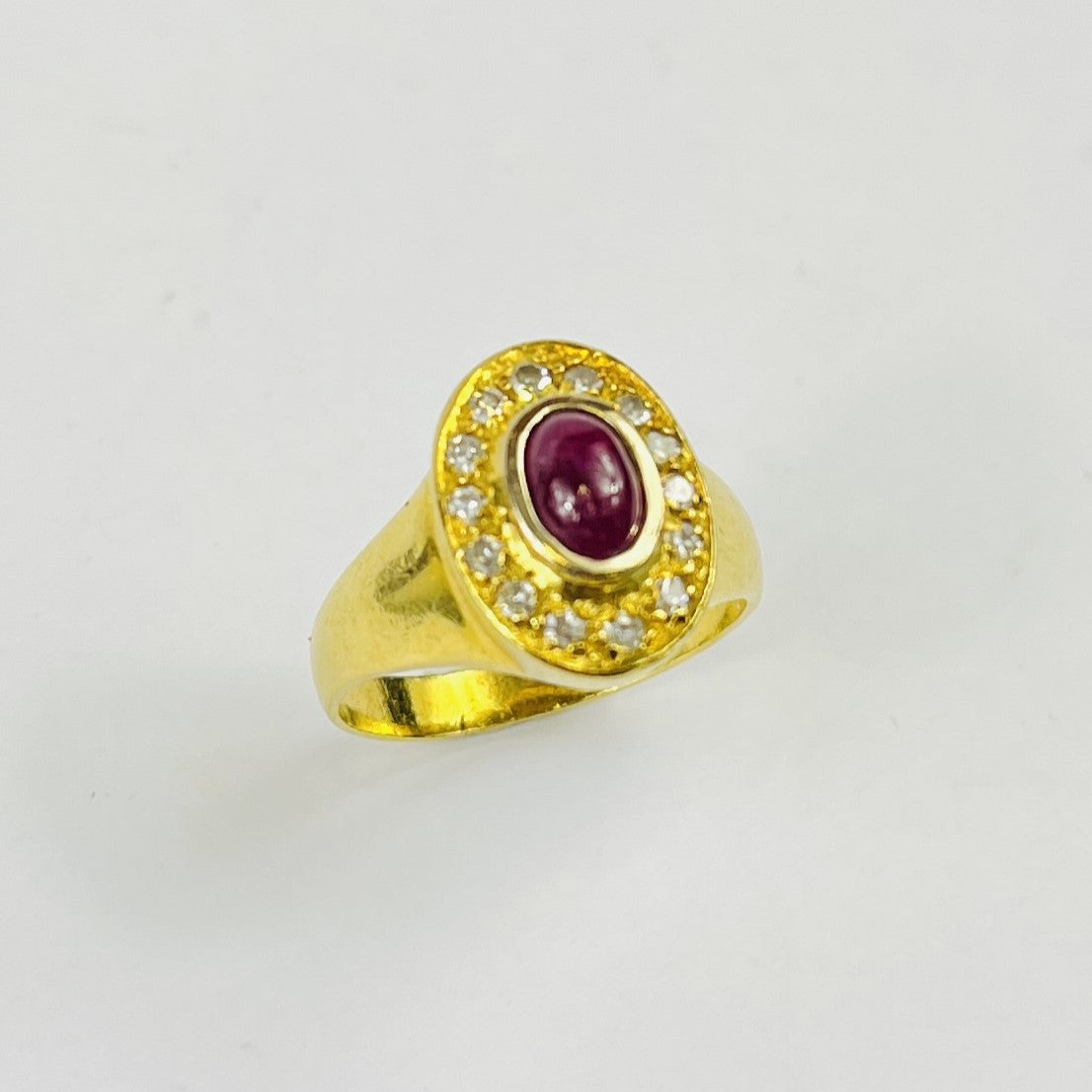 Bague Or Jaune avec Racine de Rubis et Diamant