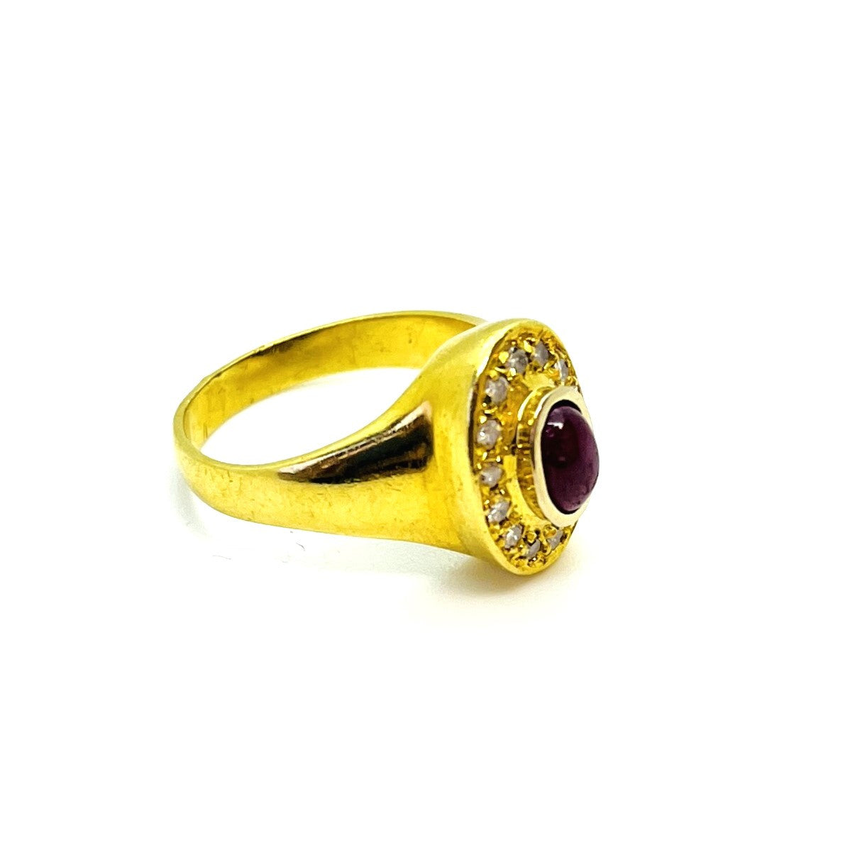 Bague Or Jaune avec Racine de Rubis et Diamant