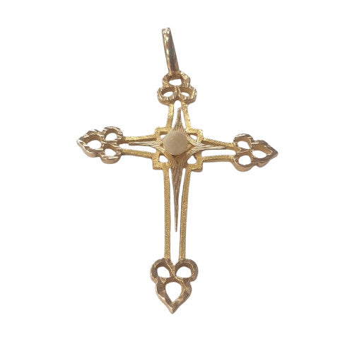 Pendentif Or Croix avec Perles