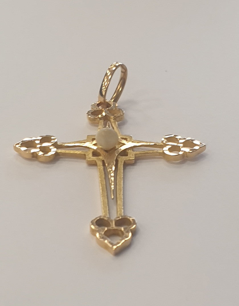 Pendentif Or Croix avec Perles