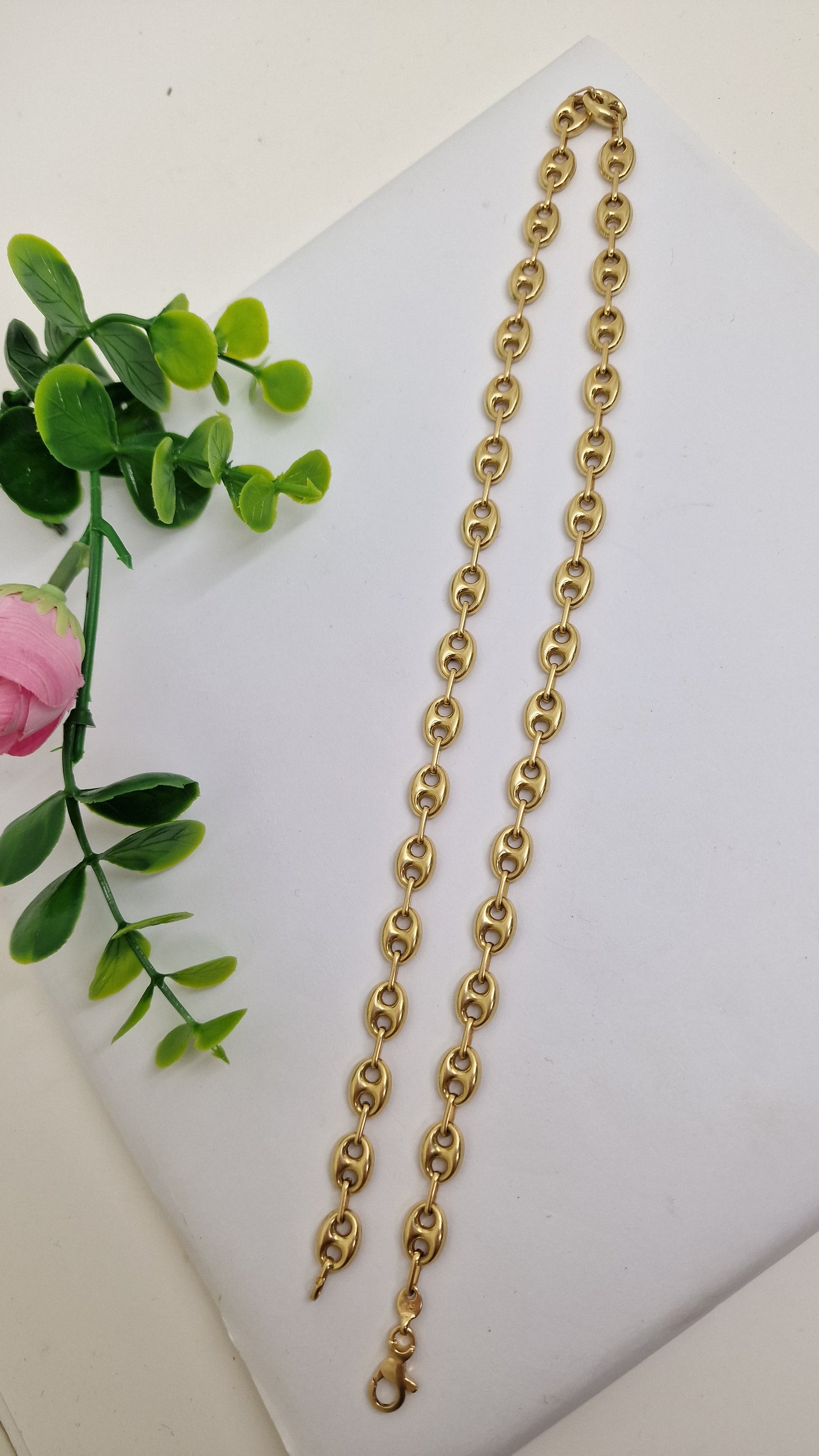 Collier or avec maille grain de café