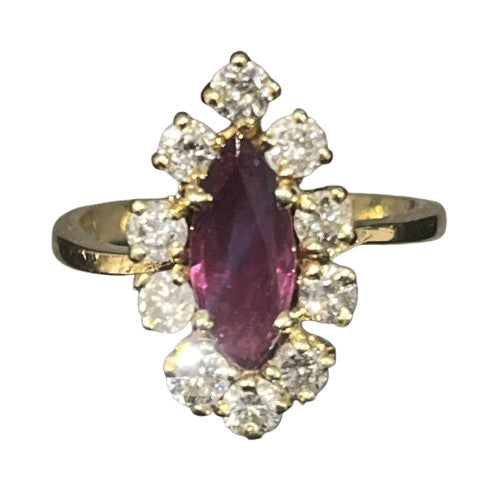 Bague Marquise Or avec Rubis et Diamants