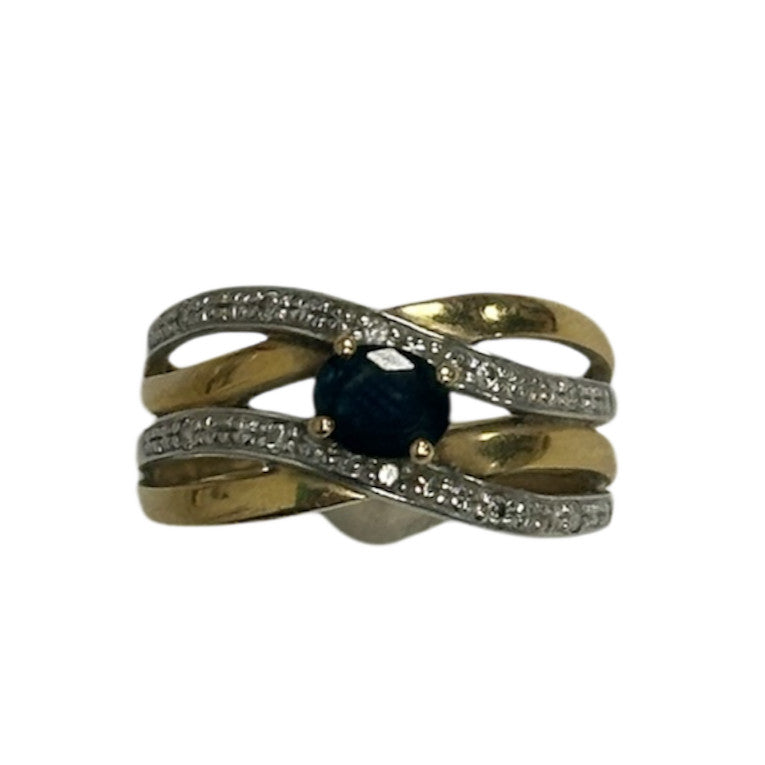 Bague 2 Ors avec Diamants et Saphir