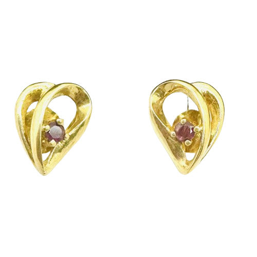 Boucles d'Oreille Or avec Pierre Rose