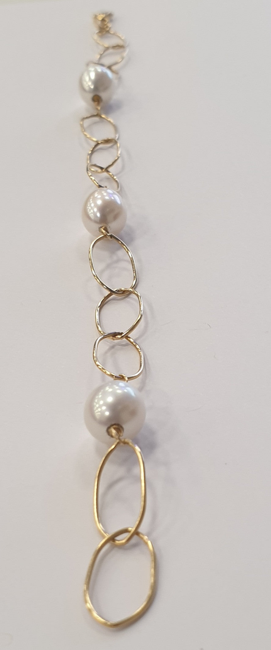 Bracelet Or avec Perles Blanches