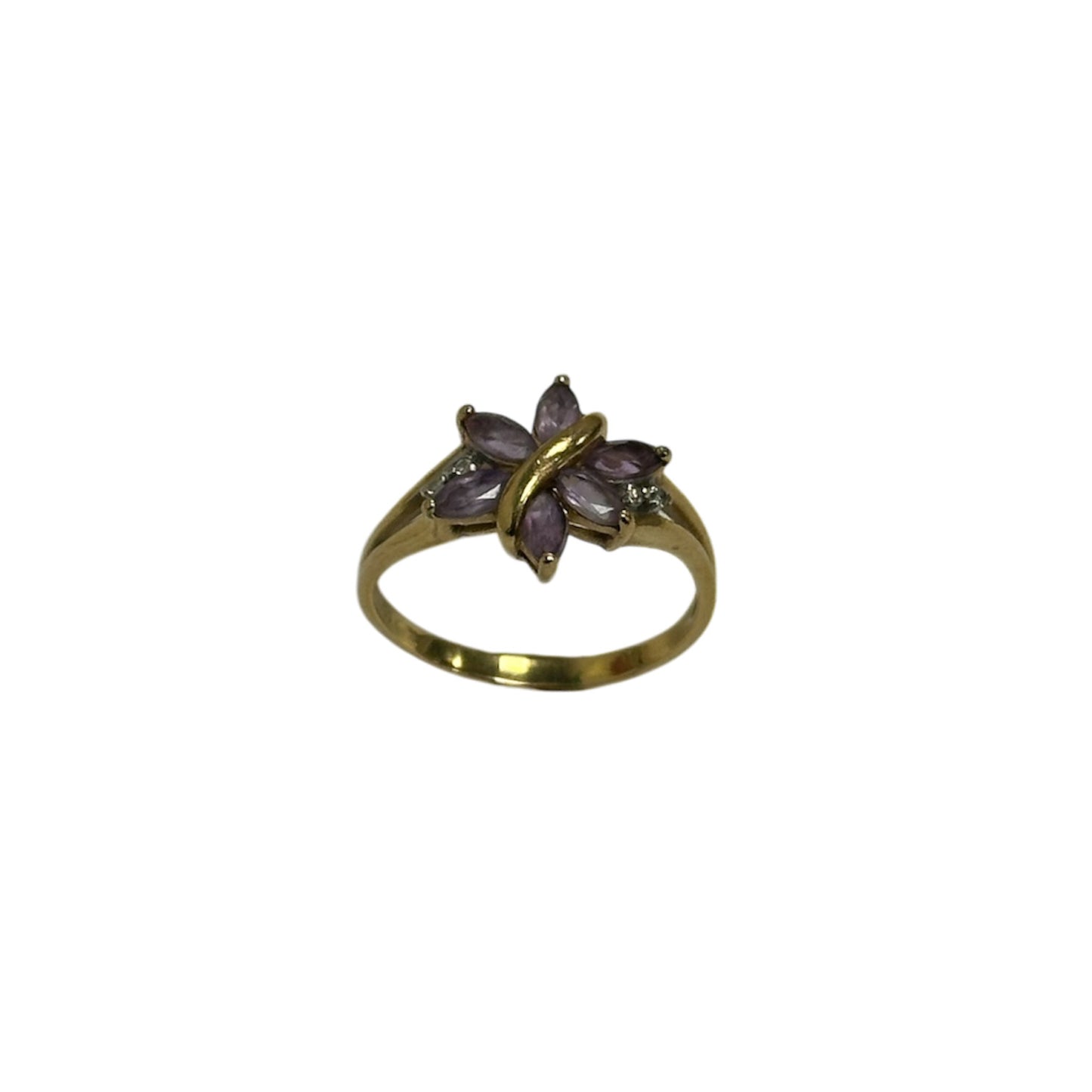 Bague Or avec Diamants et Pierres Violettes