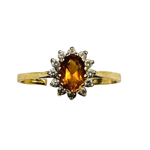 Bague Or avec Citrine et Oxydes