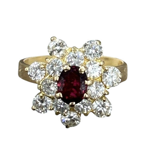 Bague Marguerite Or avec Rubis et Diamants