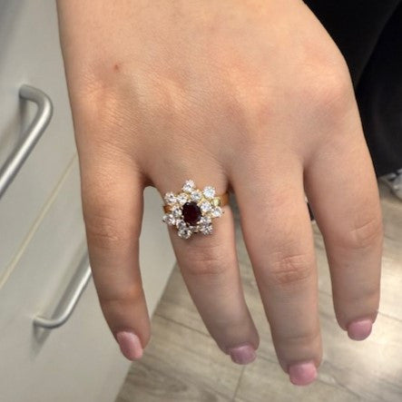 Bague Marguerite Or avec Rubis et Diamants