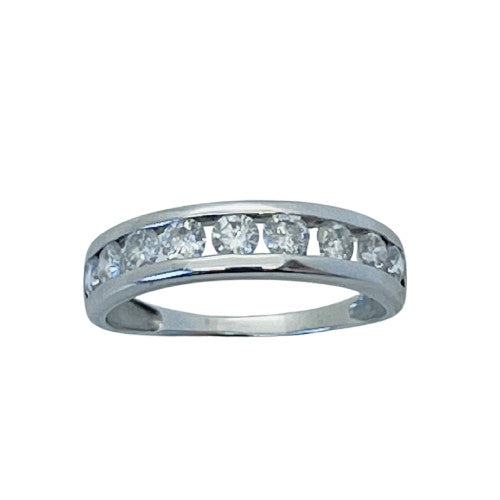 Alliance Or Blanc avec 9 Diamants 0.11ct