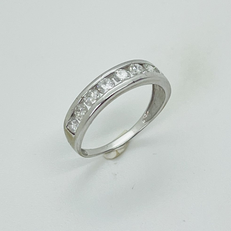 Alliance Or Blanc avec 9 Diamants 0.11ct