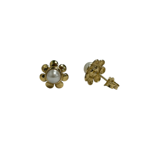 Boucles d'Oreille Or Jaune avec Perles