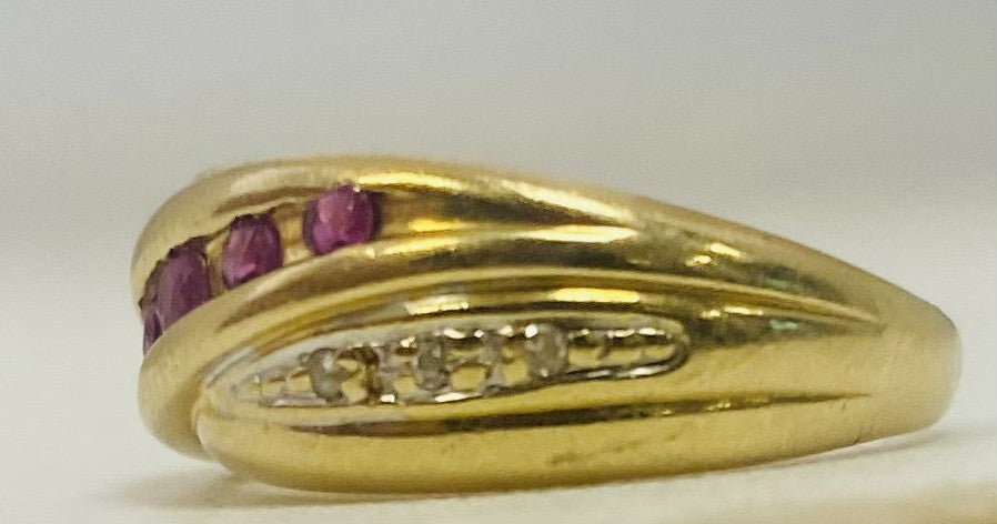 Bague Or avec Diamants et Rhodochrosites