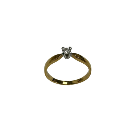 Bague 2 Ors avec Diamant Solitaire