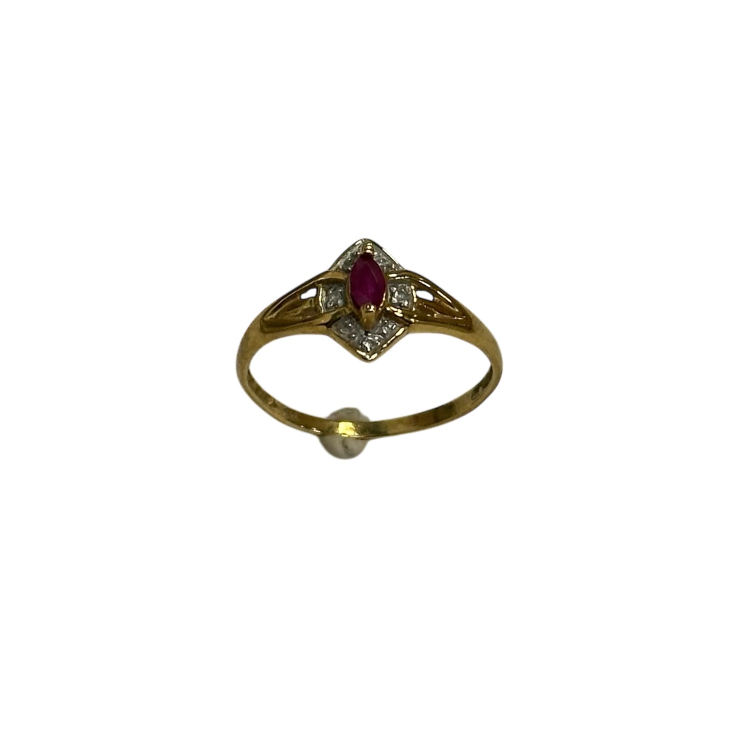 Bague 2 Ors avec Pierre Rouge et Diamants