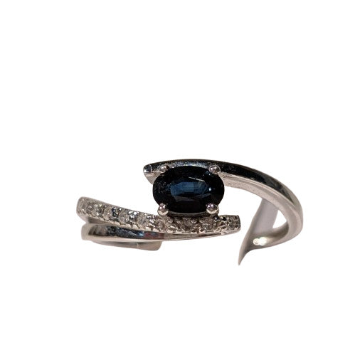 Bague Or avec Pierre Bleue et Diamant