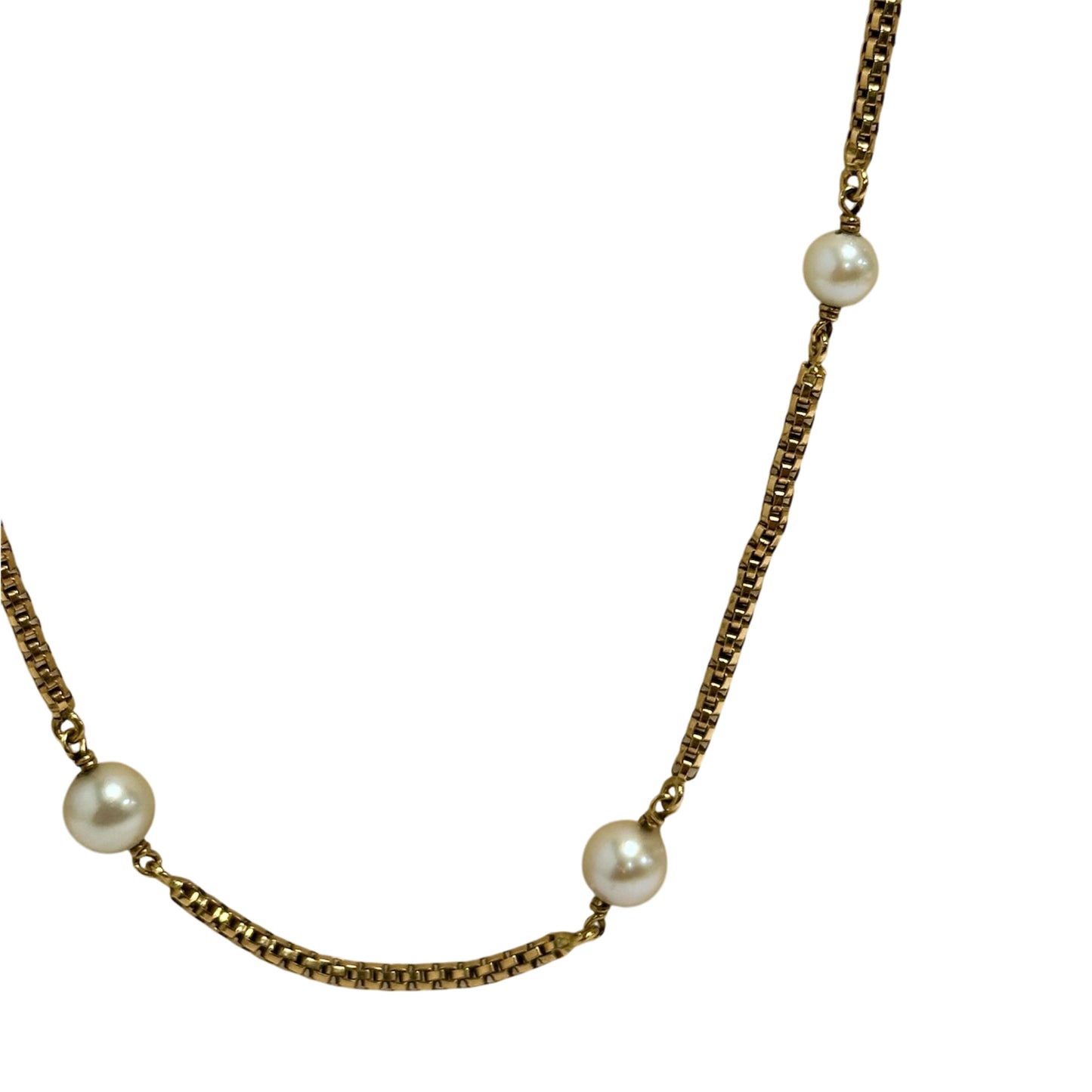 Collier Or avec Perles Blanches