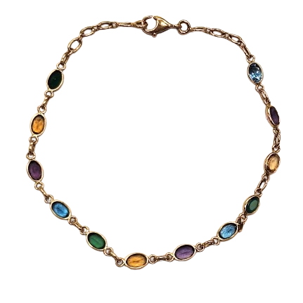 Bracelet Maillon en Or Jaune 18K avec Pierres Naturelles