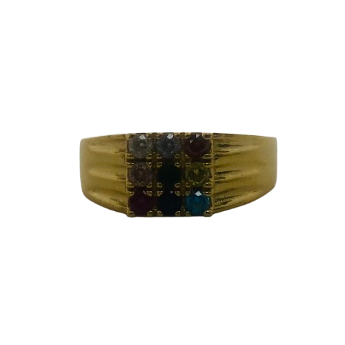 Bague en Or Jaune 9 Planètes 18K et Zirconium