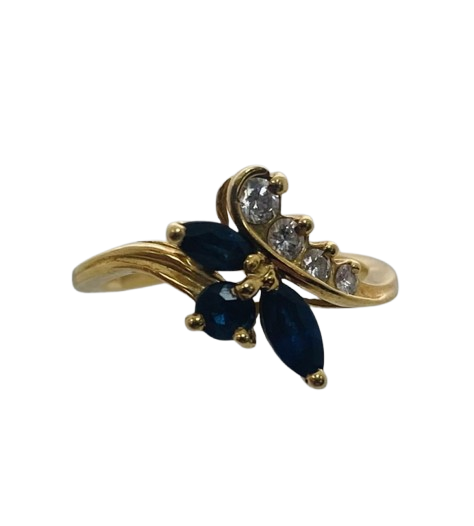 Bagues en Or Jaune avec Diamants et Saphirs