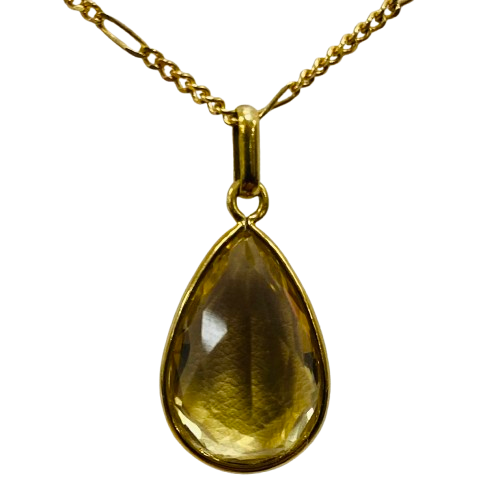 Pendentif Goutte Citrine Or 18K sans Poinçon